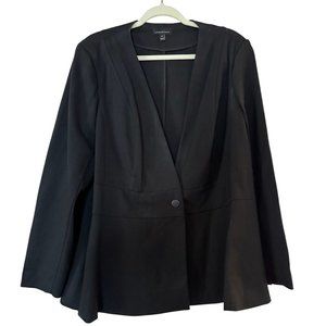 Lane Bryant Womens Jacket Black Single Button Size 20 Ponte Peplum